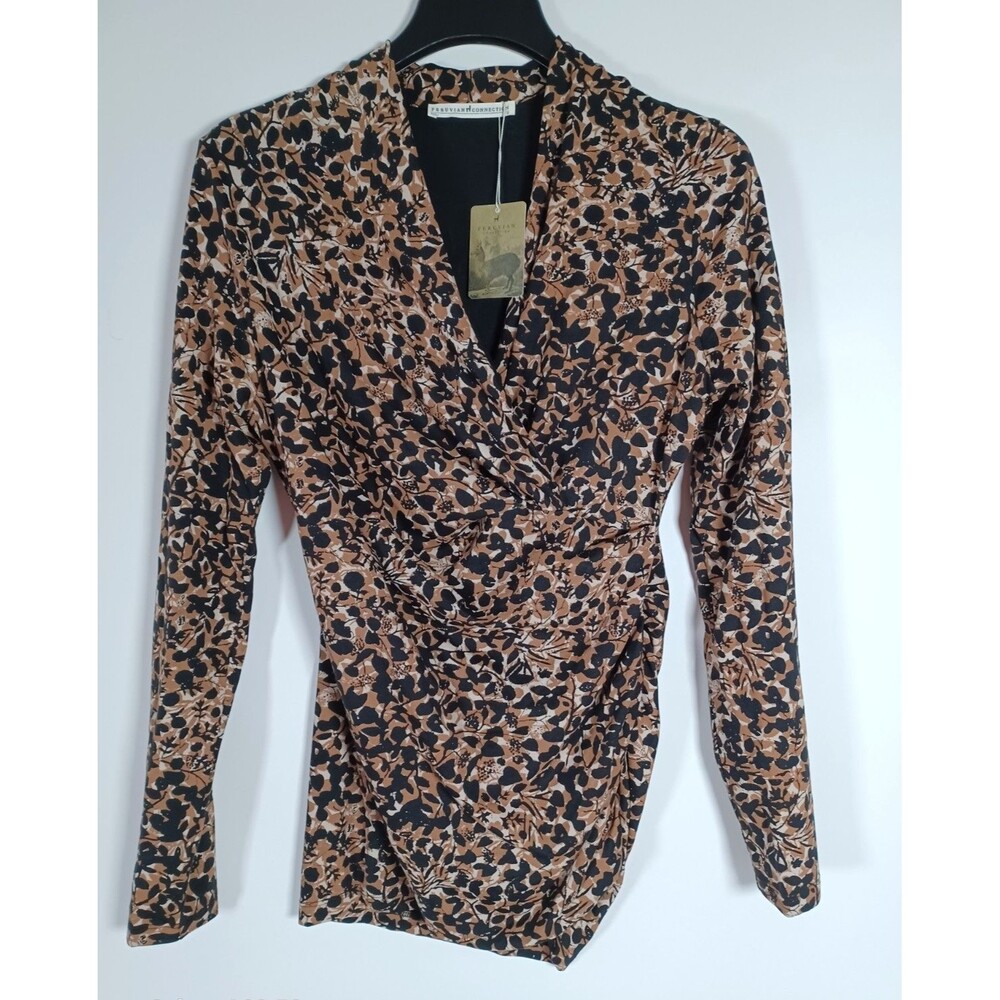 Peruvian Connection Pantera Top‎ Medium Faux Wrap Pullover Luxury Artisan Floral